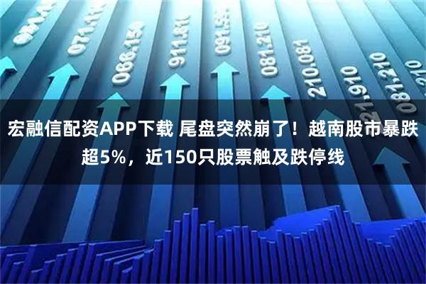 宏融信配资APP下载 尾盘突然崩了！越南股市暴跌超5%，近150只股票触及跌停线