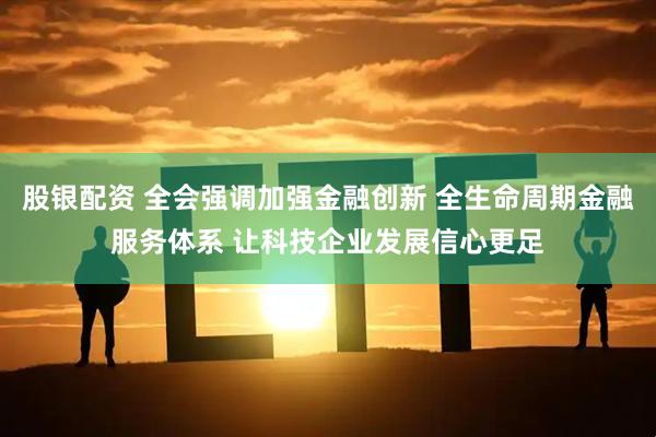 股银配资 全会强调加强金融创新 全生命周期金融服务体系 让科技企业发展信心更足
